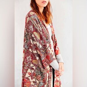 Ecote Boho Tapestry Fringe Kimono Cardigan One Size